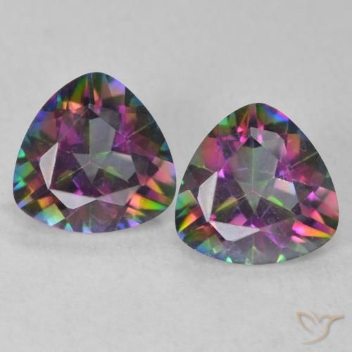 1.40ctw Natural Multicolorido Quartzo Místico, Trilhão, VVS
