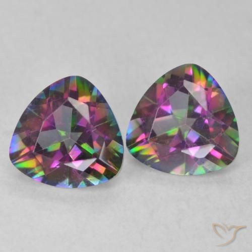 Pedras preciosas de Quartzo Místico Multicolorido natural de 1.40 ct, Trilhão, VVS