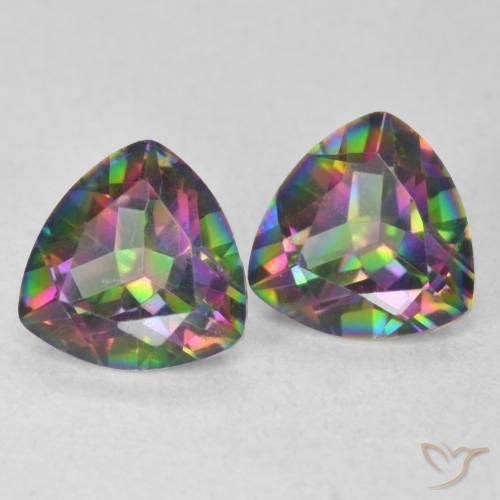 Pedras preciosas de Quartzo Místico Multicolorido natural de 2.23 ct, Trilhão, VVS