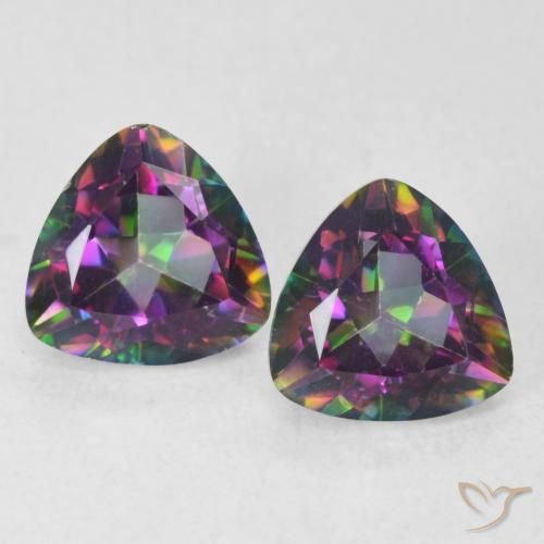 1.48ctw Natural Multicolorido Quartzo Místico, Trilhão, VVS