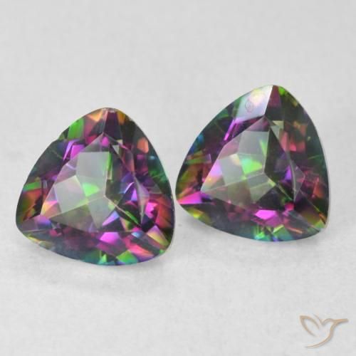 Pedras preciosas de Quartzo Místico Multicolorido natural de 1.48 ct, Trilhão, VVS
