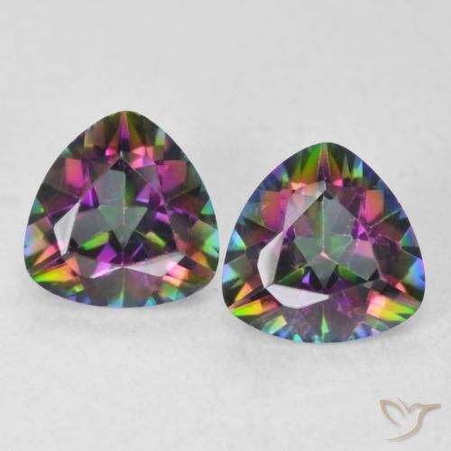 1.40ctw Natural Multicolorido Quartzo Místico, Trilhão, VVS