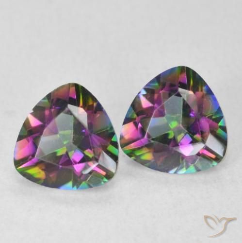Pedras preciosas de Quartzo Místico Multicolorido natural de 1.40 ct, Trilhão, VVS