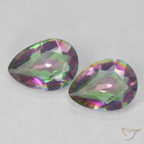 Pedras preciosas de Quartzo Místico Multicolorido natural de 1.61 ct, Formato de pêra, VVS