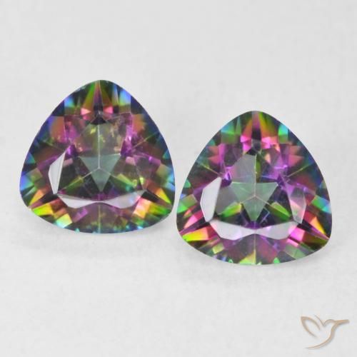 1.41ctw Natural Multicolorido Quartzo Místico, Trilhão, VVS