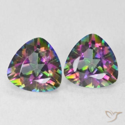 Pedras preciosas de Quartzo Místico Multicolorido natural de 1.41 ct, Trilhão, VVS