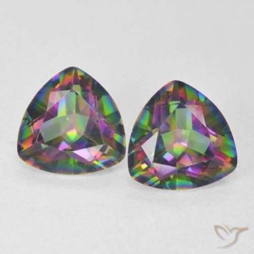 2.22ctw Natural Multicolorido Quartzo Místico, Trilhão, VVS