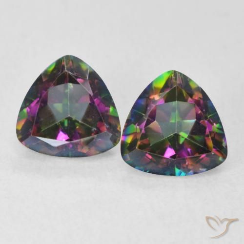 1.46ctw Natural Multicolorido Quartzo Místico, Trilhão, VVS