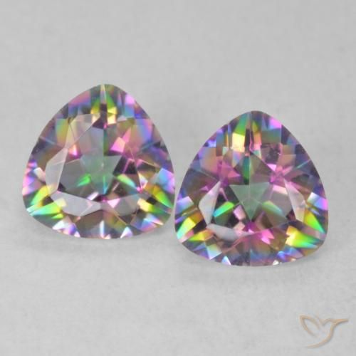 1.35ctw Natural Multicolorido Quartzo Místico, Trilhão, VVS