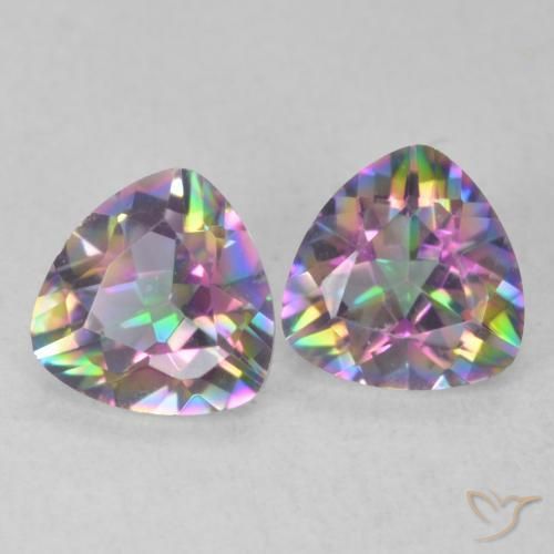 Pedras preciosas de Quartzo Místico Multicolorido natural de 1.35 ct, Trilhão, VVS