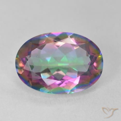 Quartzo místico multicolorido natural 5,17ct, corte oval, VS