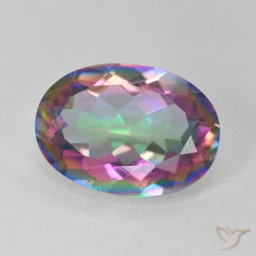 Quartzo místico multicolorido natural 5,17ct, corte oval, VS