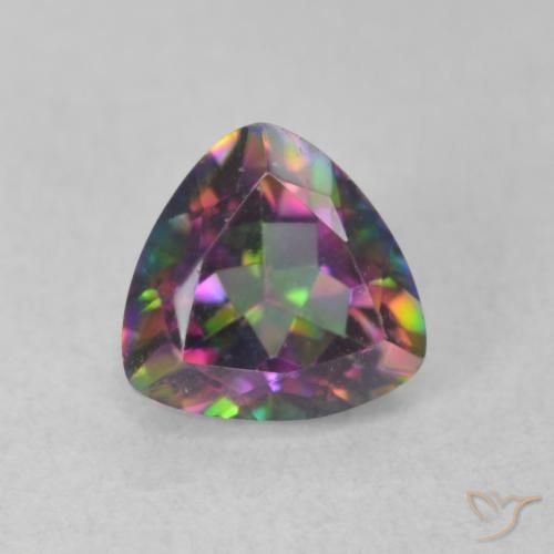 0.76ct Natural Multicolorido Quartzo Místico, Trilhão, VVS