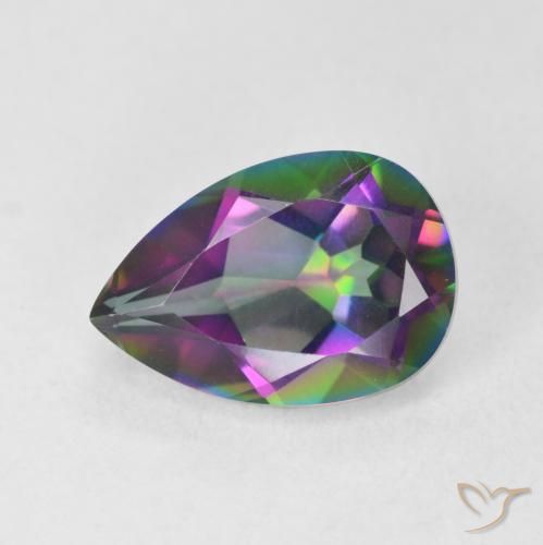 2.91ct Natural Multicolorido Quartzo Místico, Formato de pêra, VVS