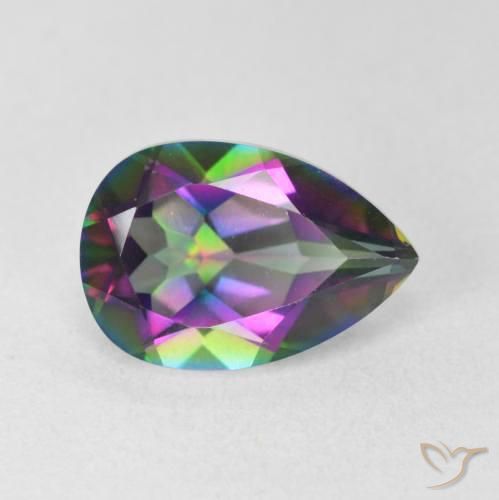 Quartzo Místico Multicolorido Natural 2.91ct, Formato de pêra, VVS