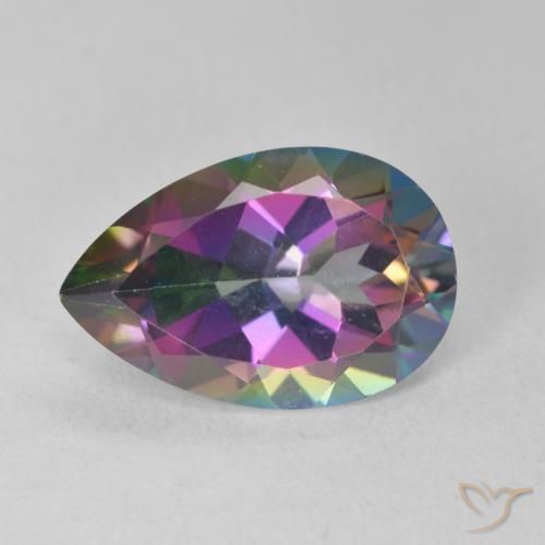 6.62ct Natural Multicolorido Quartzo Místico, Formato de pêra, VVS
