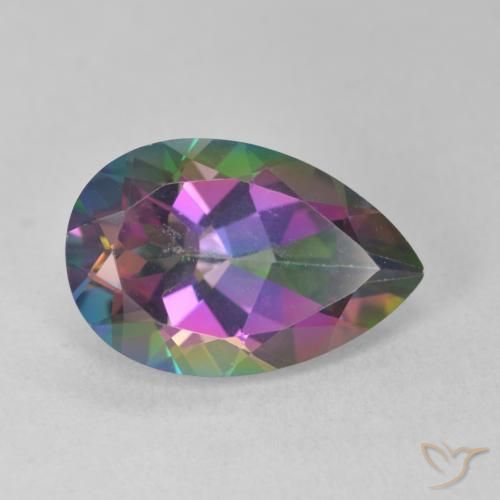 Quartzo Místico Multicolorido Natural 6.62ct, Formato de pêra, VVS