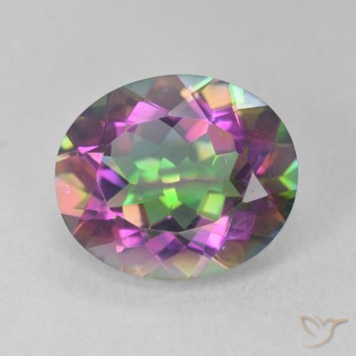 5.14ct Natural Multicolorido Quartzo Místico, oval, VVS