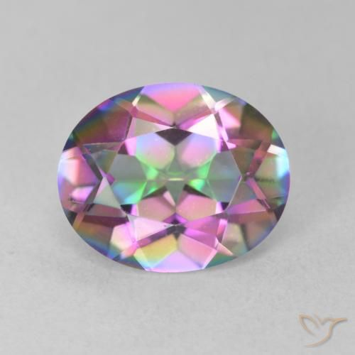 3.16ct Natural Multicolorido Quartzo Místico, oval, VVS