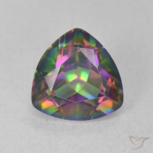 1.12ct Natural Multicolorido Quartzo Místico, Trilhão, VVS