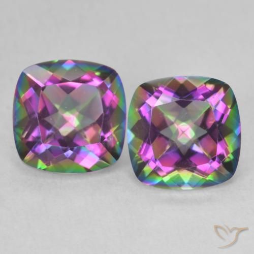 2.81ctw Natural Multicolorido Quartzo Místico, Almofada, VVS