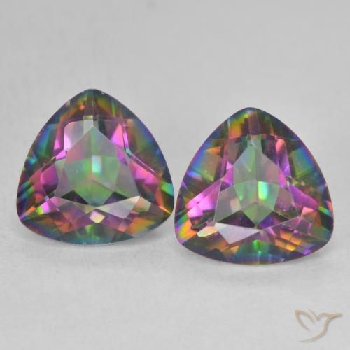 3.34ctw Natural Multicolorido Quartzo Místico, Trilhão, VVS