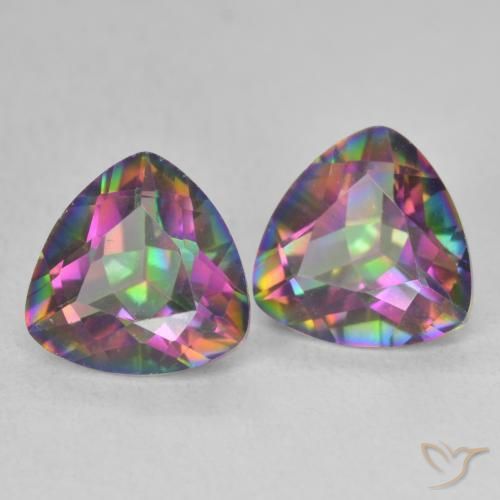 Pedras preciosas de Quartzo Místico Multicolorido natural de 3.34 ct, Trilhão, VVS
