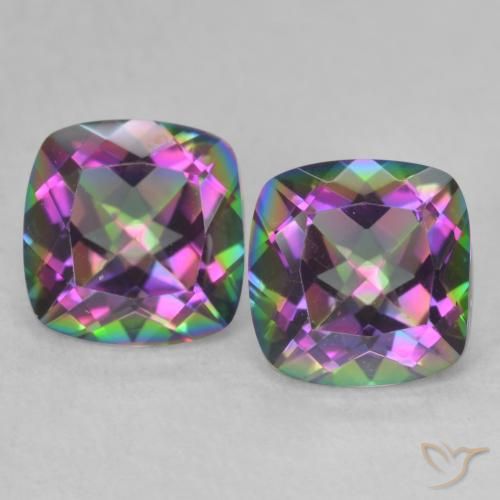 Pedras preciosas de Quartzo Místico Multicolorido natural de 2.79 ct, Almofada cortada, VVS