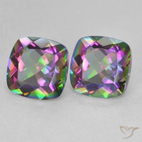 Pedras preciosas de Quartzo Místico Multicolorido natural de 2.79 ct, Almofada cortada, VVS