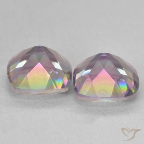 Pedras preciosas de Quartzo Místico Multicolorido natural de 2.79 ct, Almofada cortada, VVS