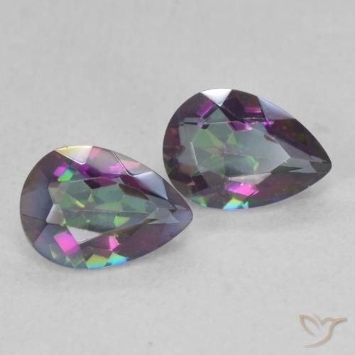 Pedras preciosas de Quartzo Místico Multicolorido natural de 1.26 ct, Formato de pêra, VS