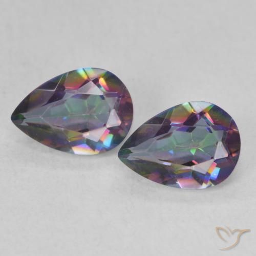 1.25ctw Natural Multicolorido Quartzo Místico, Formato de pêra, VS