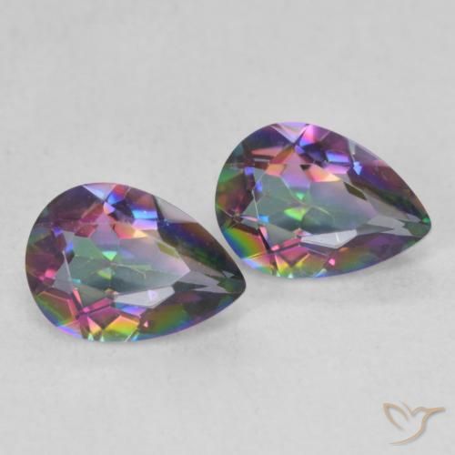 Pedras preciosas de Quartzo Místico Multicolorido natural de 1.25 ct, Formato de pêra, VS