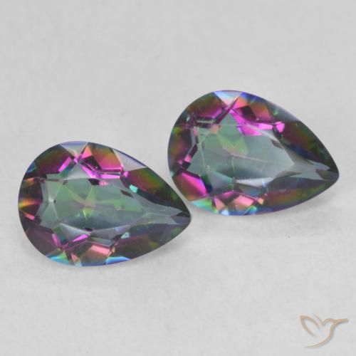 Pedras preciosas de Quartzo Místico Multicolorido natural de 1.22 ct, Formato de pêra, VVS-VS