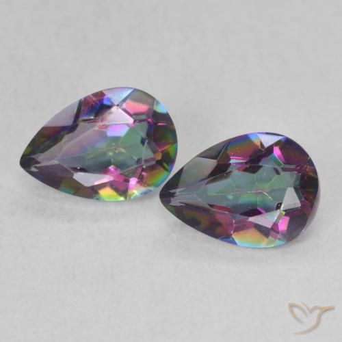 1.24ctw Natural Multicolorido Quartzo Místico, Formato de pêra, VS