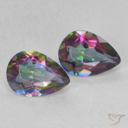 Pedras preciosas de Quartzo Místico Multicolorido natural de 1.24 ct, Formato de pêra, VS