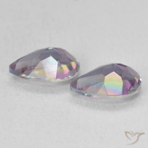 Pedras preciosas de Quartzo Místico Multicolorido natural de 1.24 ct, Formato de pêra, VS