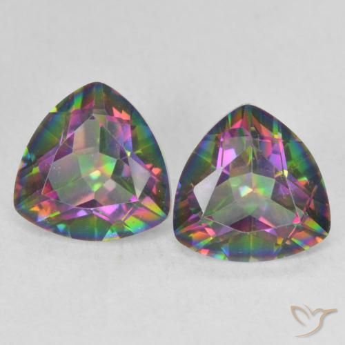 2.17ctw Natural Multicolorido Quartzo Místico, Trilhão, VVS