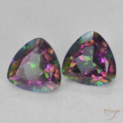 Pedras preciosas de Quartzo Místico Multicolorido natural de 1.42 ct, Trilhão, VVS