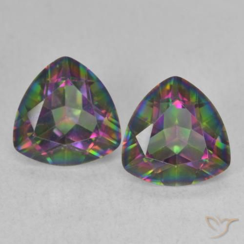 2.20ctw Natural Multicolorido Quartzo Místico, Trilhão, VVS