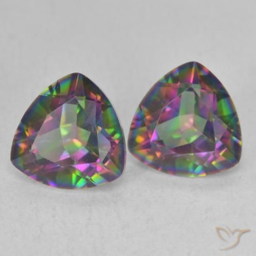 Pedras preciosas de Quartzo Místico Multicolorido natural de 2.20 ct, Trilhão, VVS