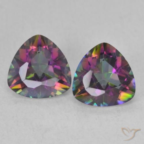 1.38ctw Natural Multicolorido Quartzo Místico, Trilhão, VVS