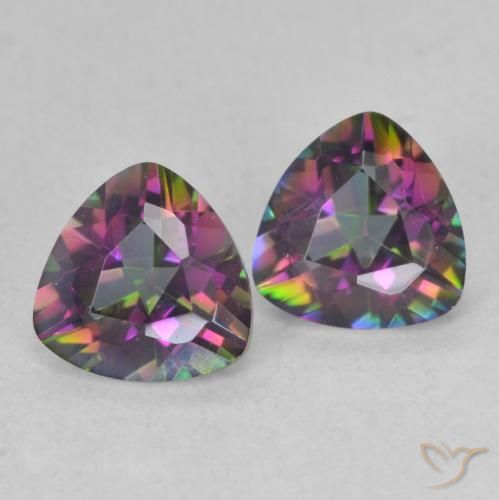 Pedras preciosas de Quartzo Místico Multicolorido natural de 1.38 ct, Trilhão, VVS