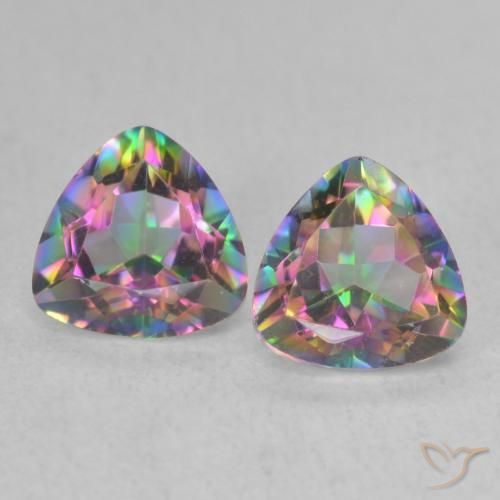 1.53ctw Natural Multicolorido Quartzo Místico, Trilhão, VVS