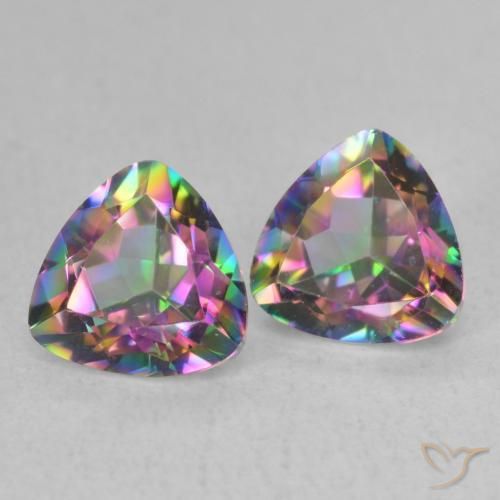 Pedras preciosas de Quartzo Místico Multicolorido natural de 1.53 ct, Trilhão, VVS