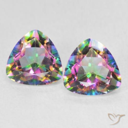 1.48ctw Natural Multicolorido Quartzo Místico, Trilhão, VVS-VS