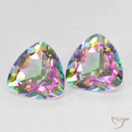 Pedras preciosas de Quartzo Místico Multicolorido natural de 1.48 ct, Trilhão, VVS-VS