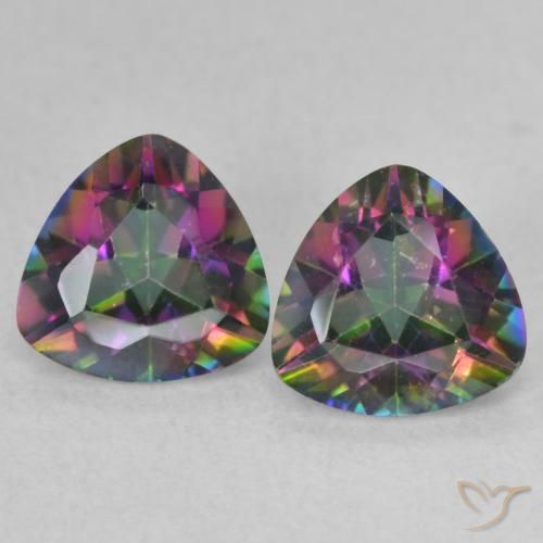 1.41ctw Natural Multicolorido Quartzo Místico, Trilhão, VVS-VS