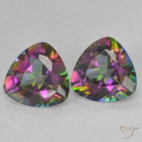 Pedras preciosas de Quartzo Místico Multicolorido natural de 1.41 ct, Trilhão, VVS-VS