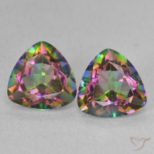 1.47ctw Natural Multicolorido Quartzo Místico, Trilhão, VVS-VS